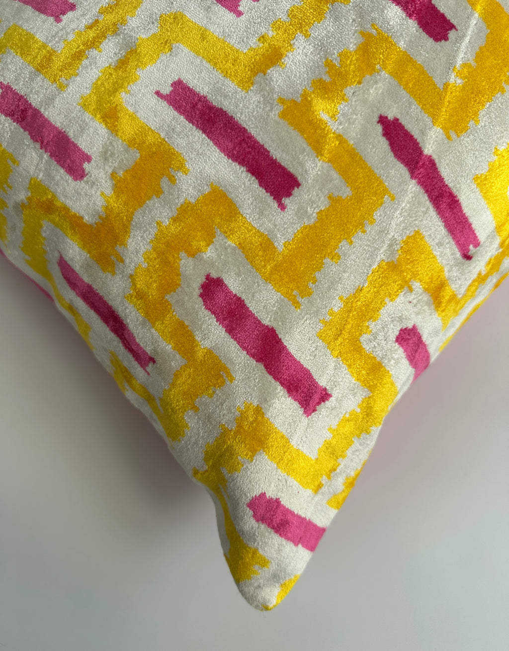 Yellow Turkish Silk Velvet Cushion Cover 24''x16'' / 60x40 CM