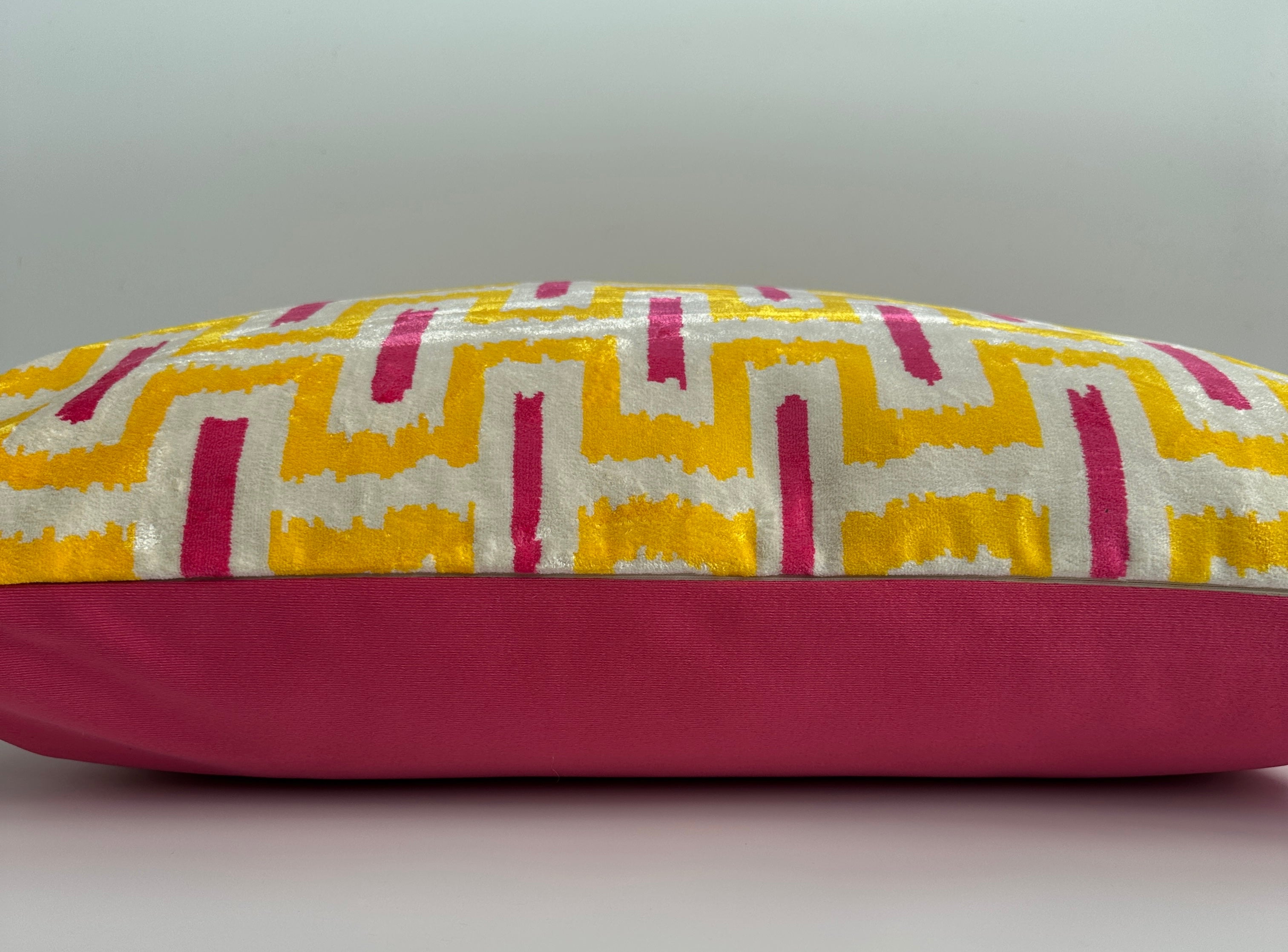 Yellow Turkish Silk Velvet Cushion Cover 24''x16'' / 60x40 CM