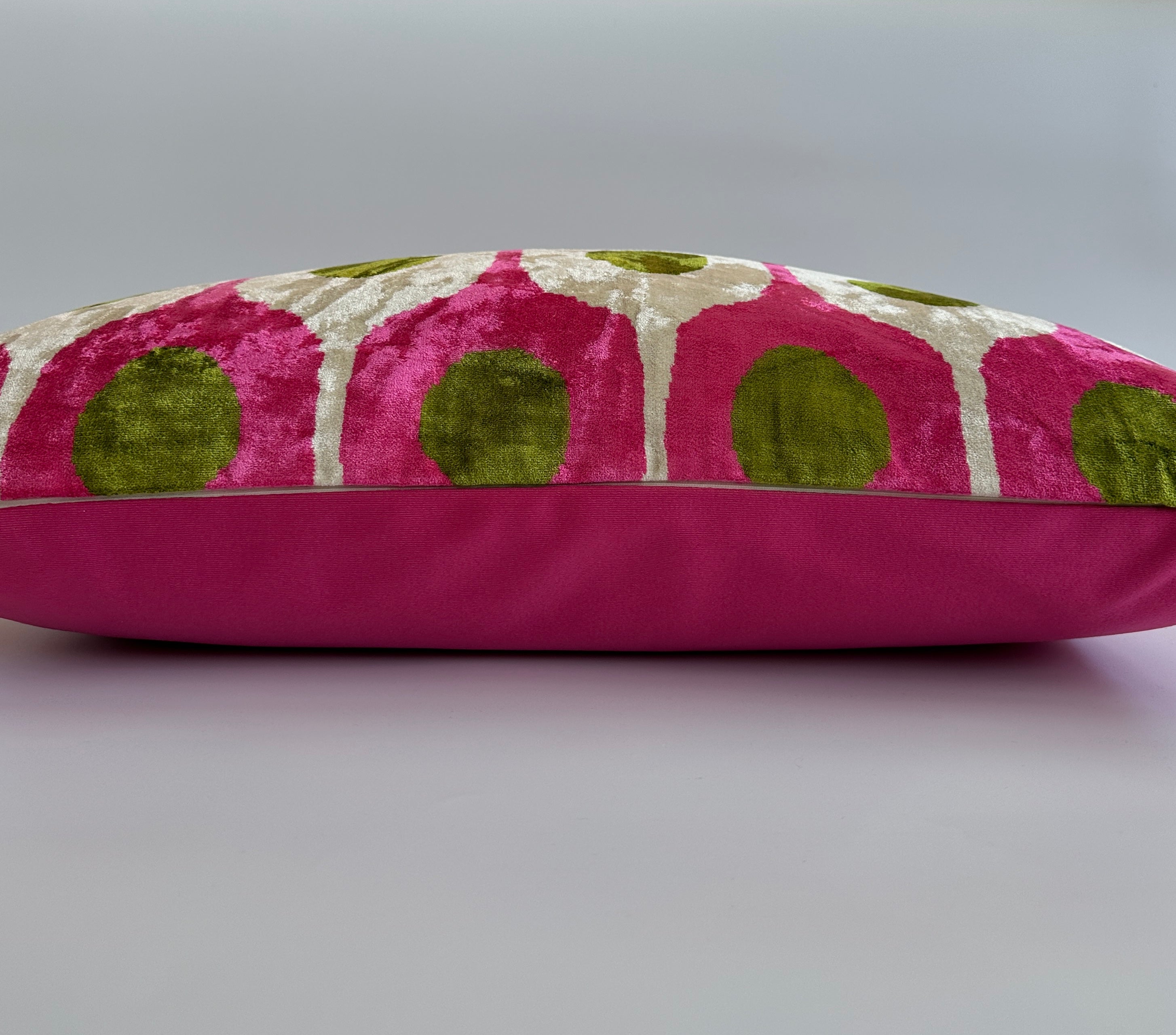 Pink Ogival Ikat Silk Velvet Cushion Cover 24''x16'' / 60x40 CM