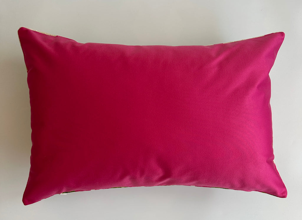 Pink Ogival Ikat Silk Velvet Cushion Cover 24''x16'' / 60x40 CM