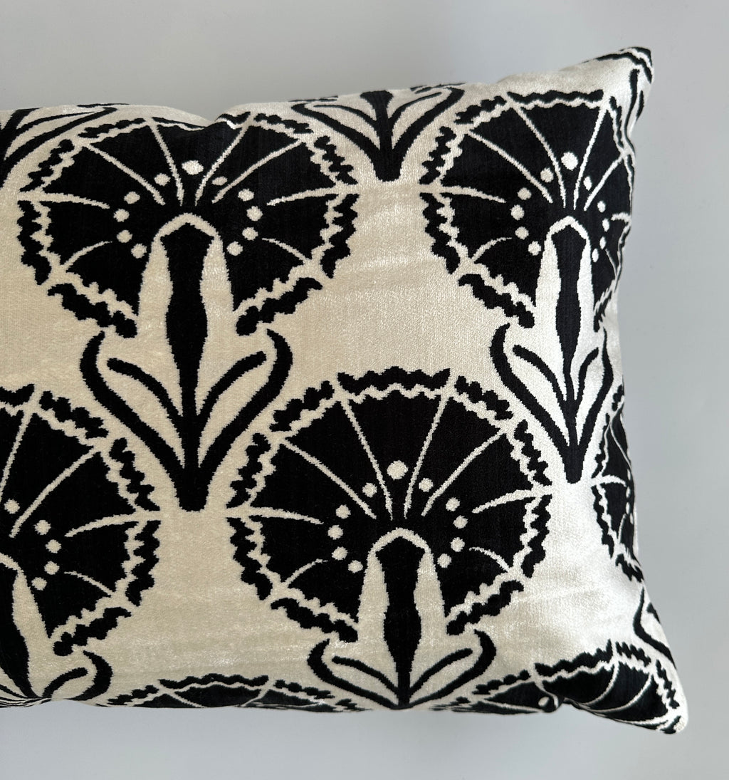 Black Carnations Silk Velvet Cushion Cover 24''x16'' / 60x40 CM