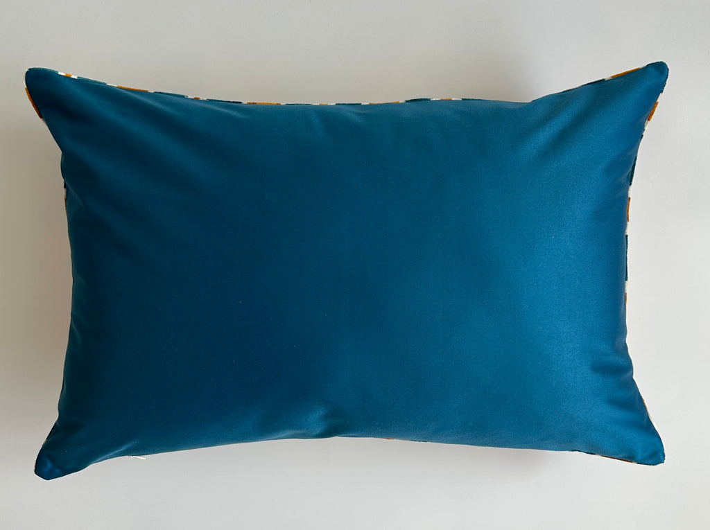 Mustard Ikat Silk Velvet Cushion Cover 24''x16'' / 60x40 CM