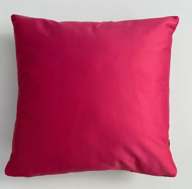 Pink Silk Velvet Ogival Ikat Cushion Cover 16''x16'' / 40x40 CM