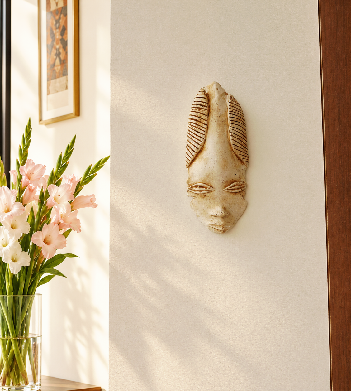 African Tribal Style Face Wall Hanging Plaque 18.5x8 CM