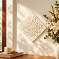 Textured White Floral Relief Wall Hanging Plaque 24x24 CM