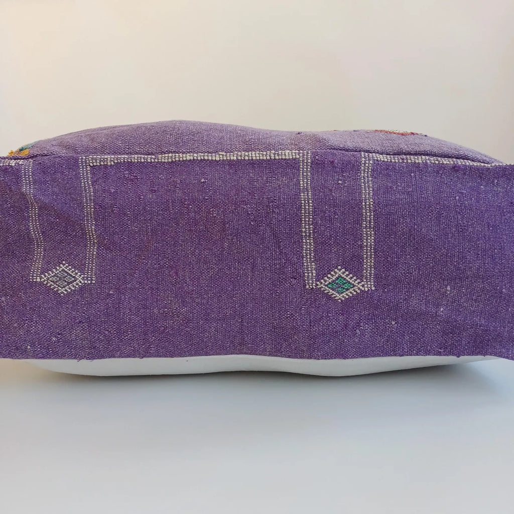 Handmade Moroccan Purple Cactus Silk Pouf 60x60x20 CM