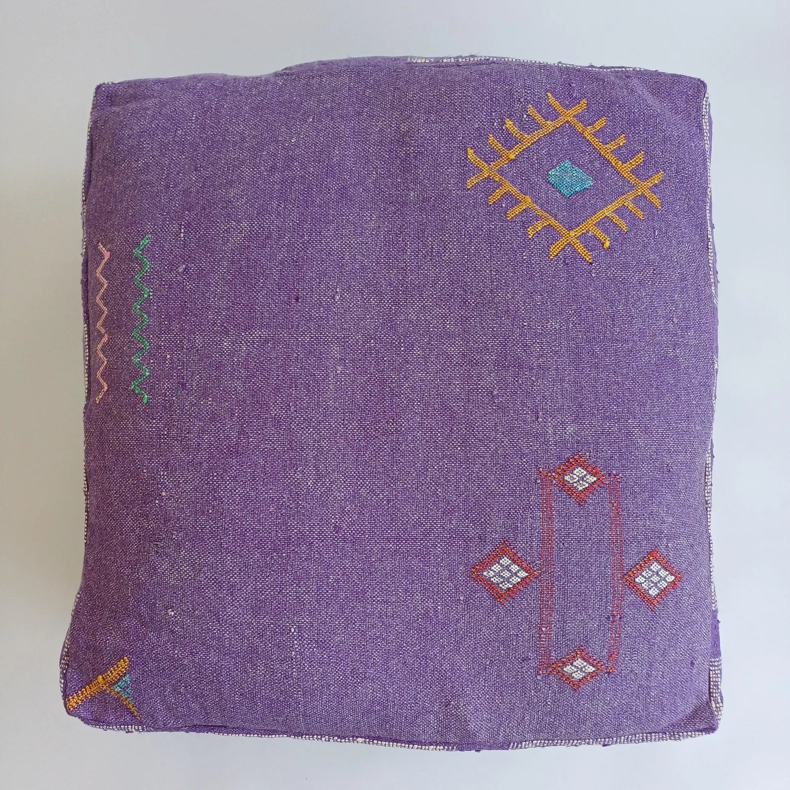 Handmade Moroccan Purple Cactus Silk Pouf 60x60x20 CM