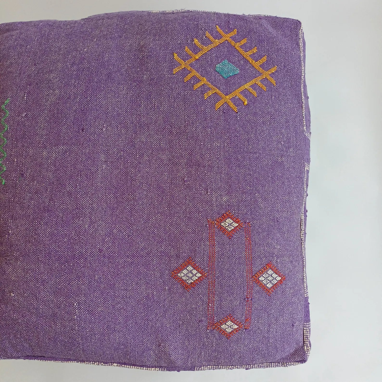 Handmade Moroccan Purple Cactus Silk Pouf 60x60x20 CM