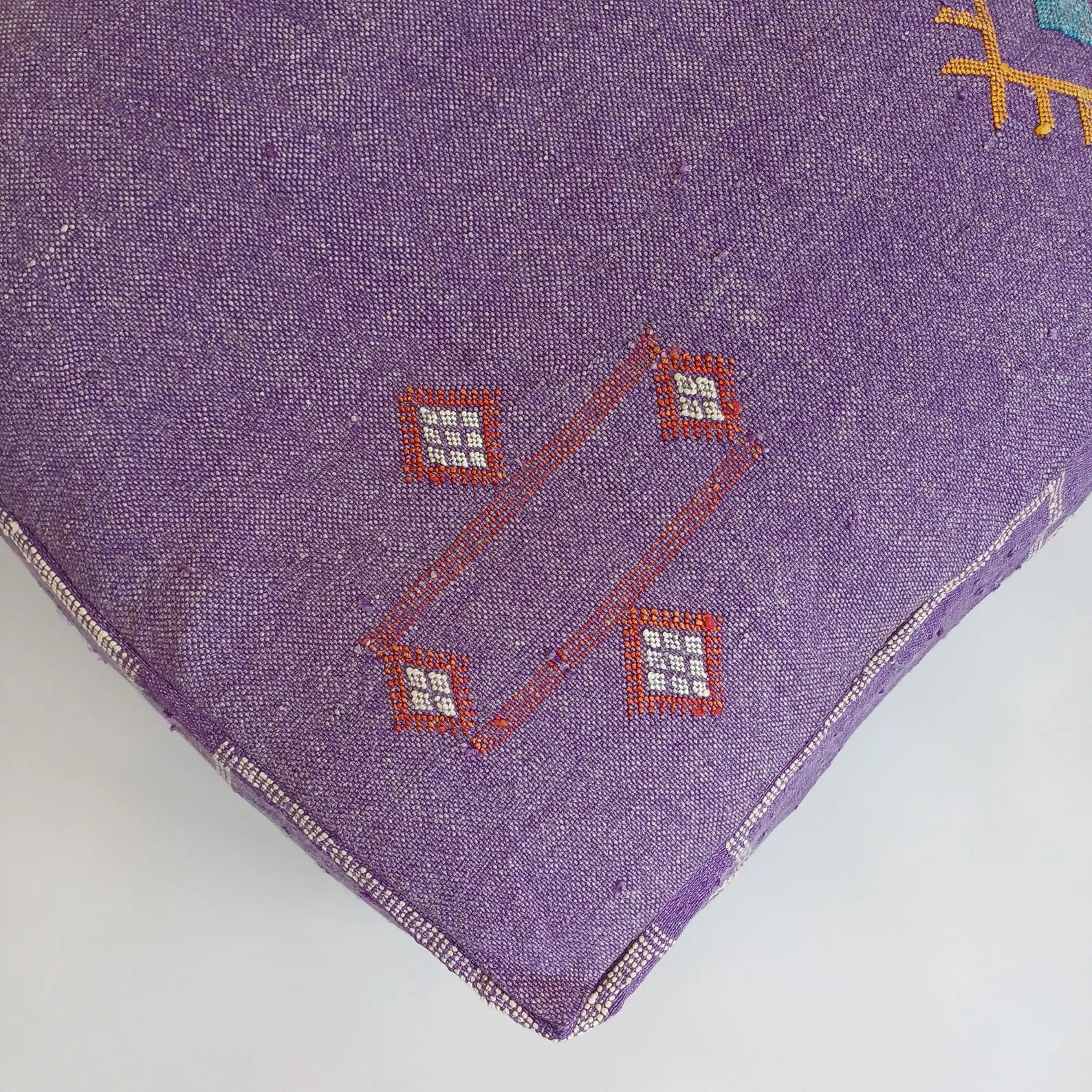 Handmade Moroccan Purple Cactus Silk Pouf 60x60x20 CM