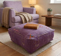 Handmade Moroccan Purple Cactus Silk Pouf 60x60x20 CM