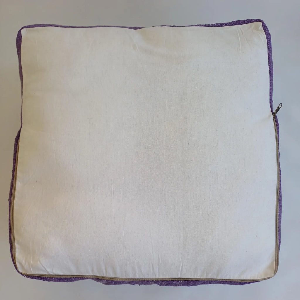 Handmade Moroccan Purple Cactus Silk Pouf 60x60x20 CM