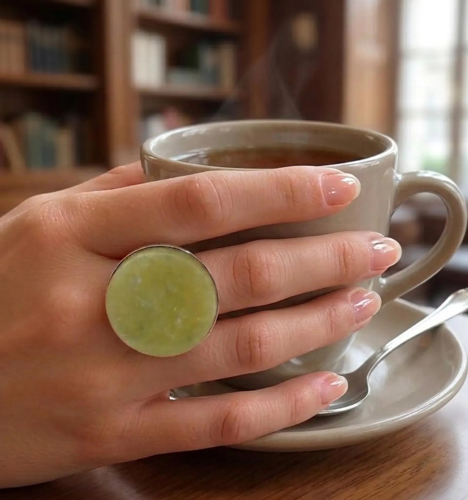 Handmade Serpentine Vintage Style Boho Gemstone Ring