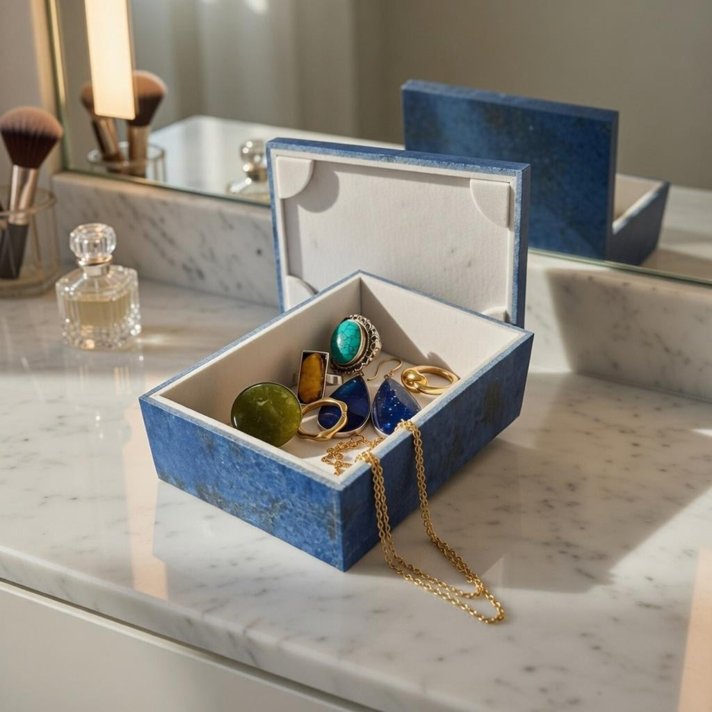 Lapis Lazuli Handmade Jewellery Box 13x9 CM