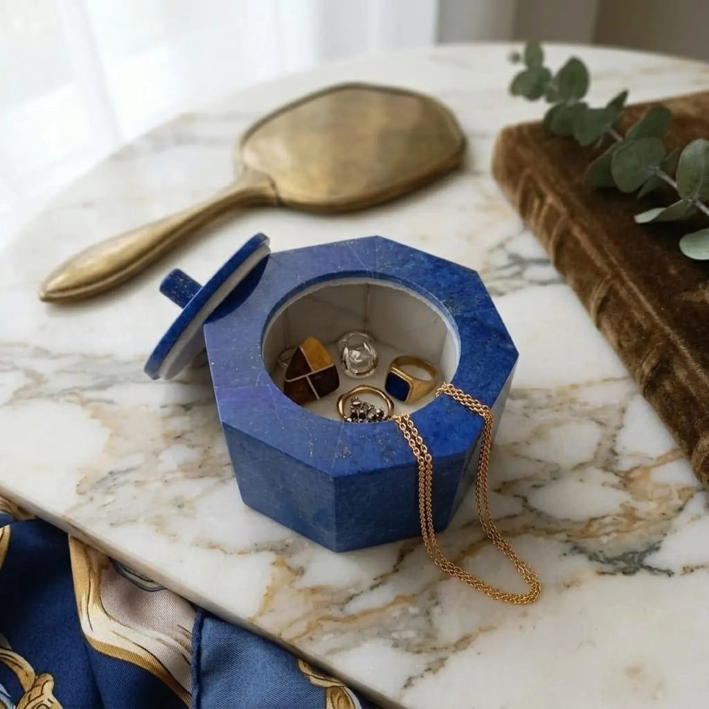 Lapis Lazuli Handmade Jewellery Box 10x10 CM