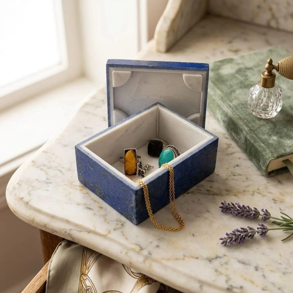 Lapis Lazuli Handmade Jewellery Box 9.6x7.2 CM