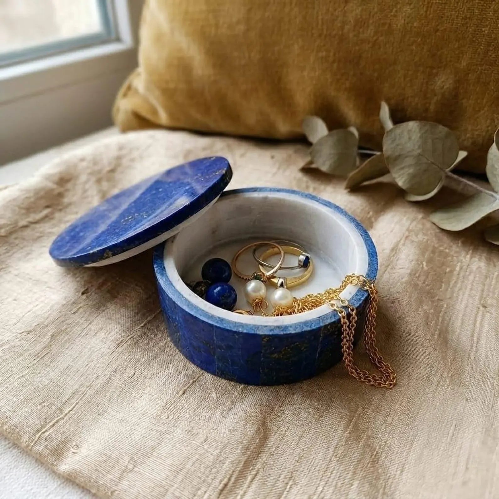 Lapis Lazuli Handmade Jewellery Box 6.6x6.6 CM
