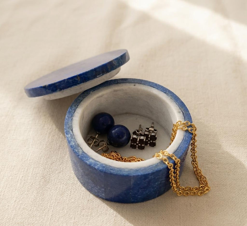 Lapis Lazuli Handmade Jewellery Box 5x5 CM