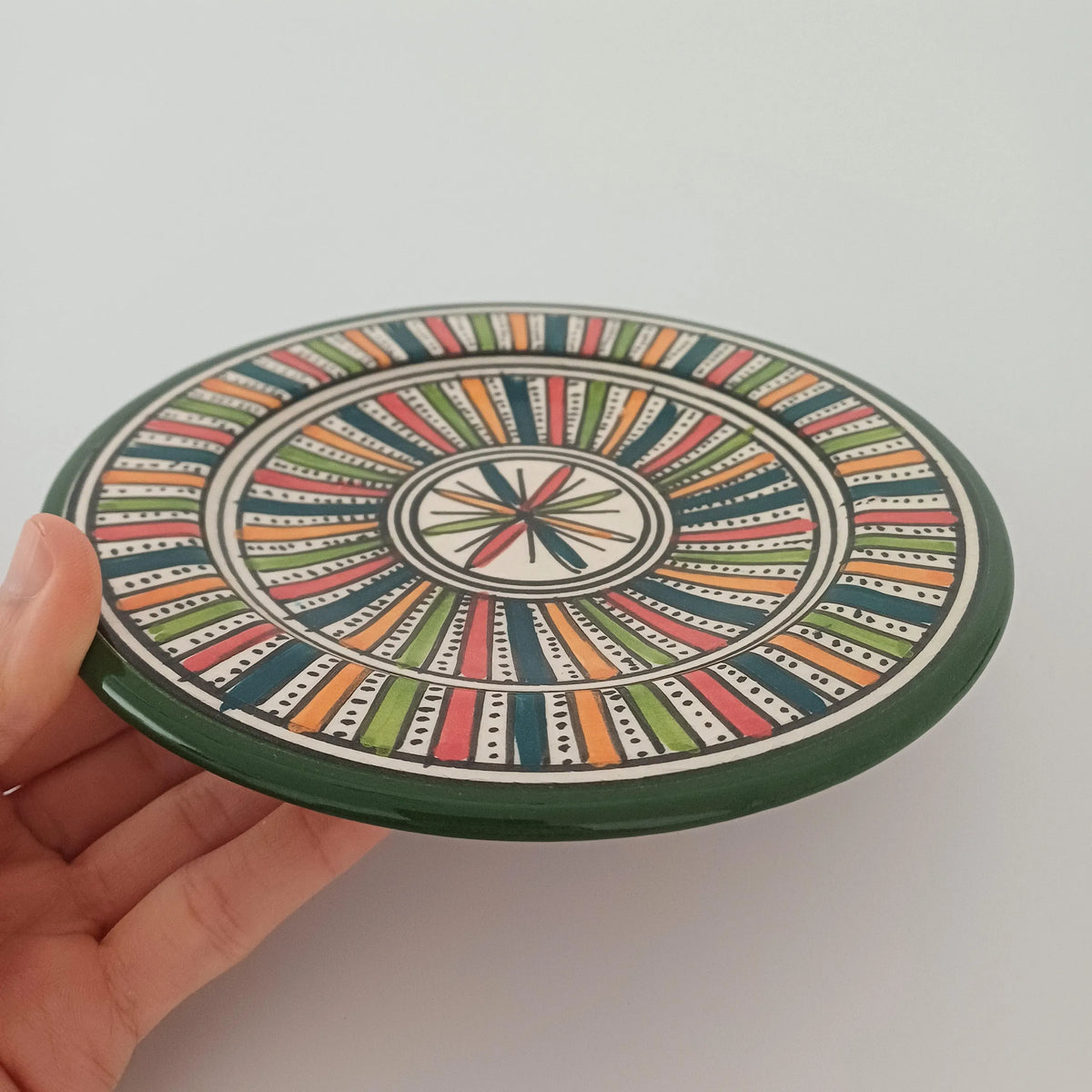 Moroccan Hand-Painted Multicoloured Safi Ceramic Plate 17x17 CM