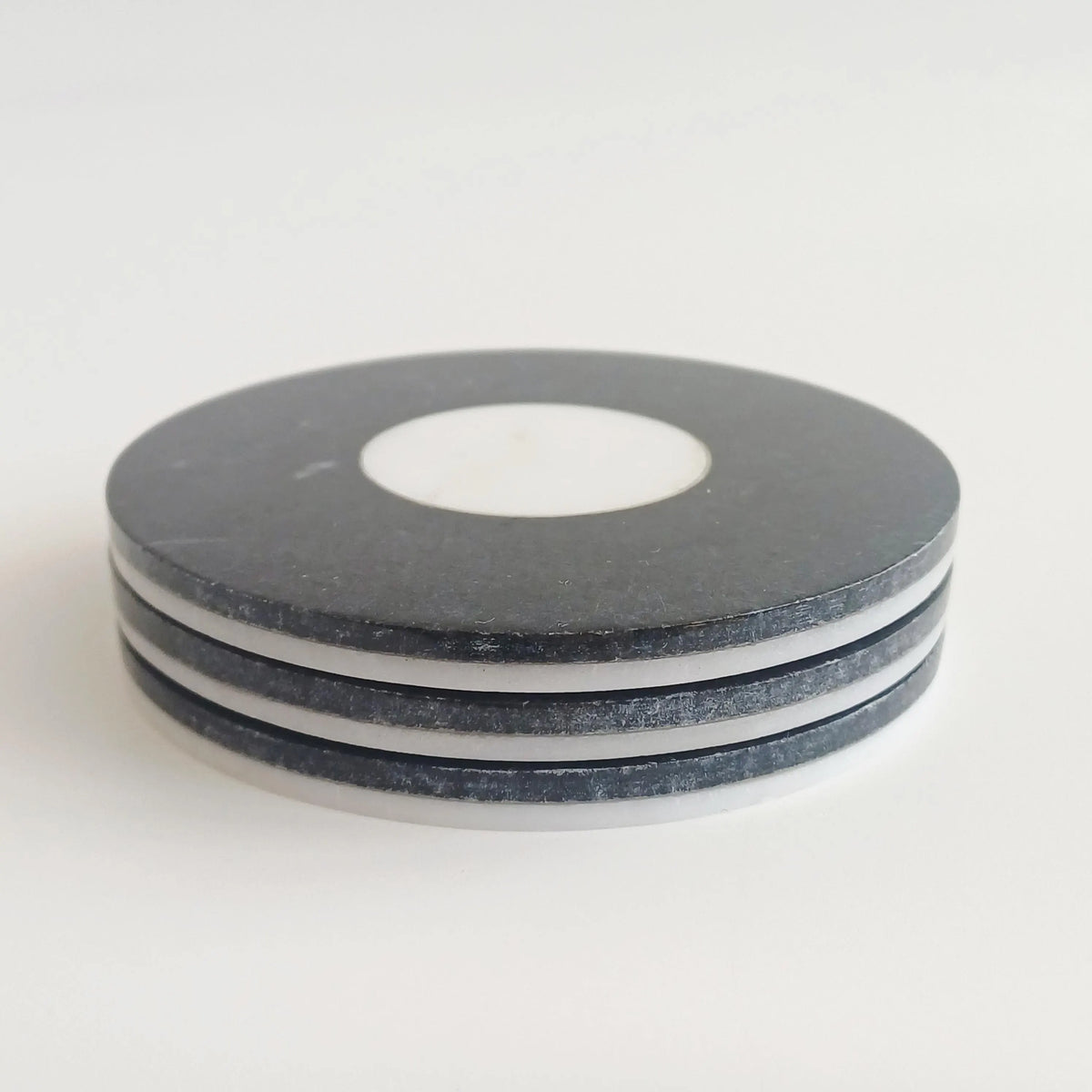Afghan Handmade Black & White Marble Drink Coaster Set 9x9 CM (Set of 3)