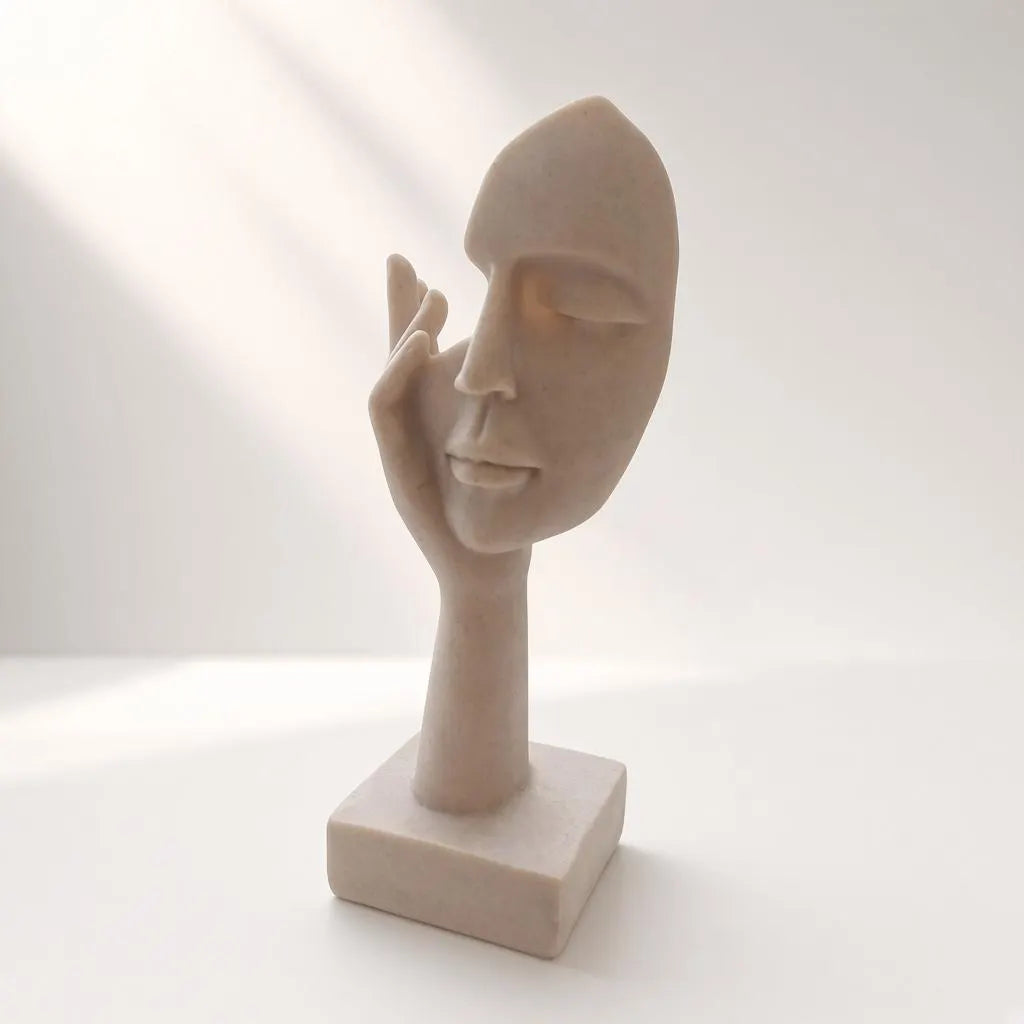 Minimalist Modern Abstract Thinker Face Sculpture 17x6 CM