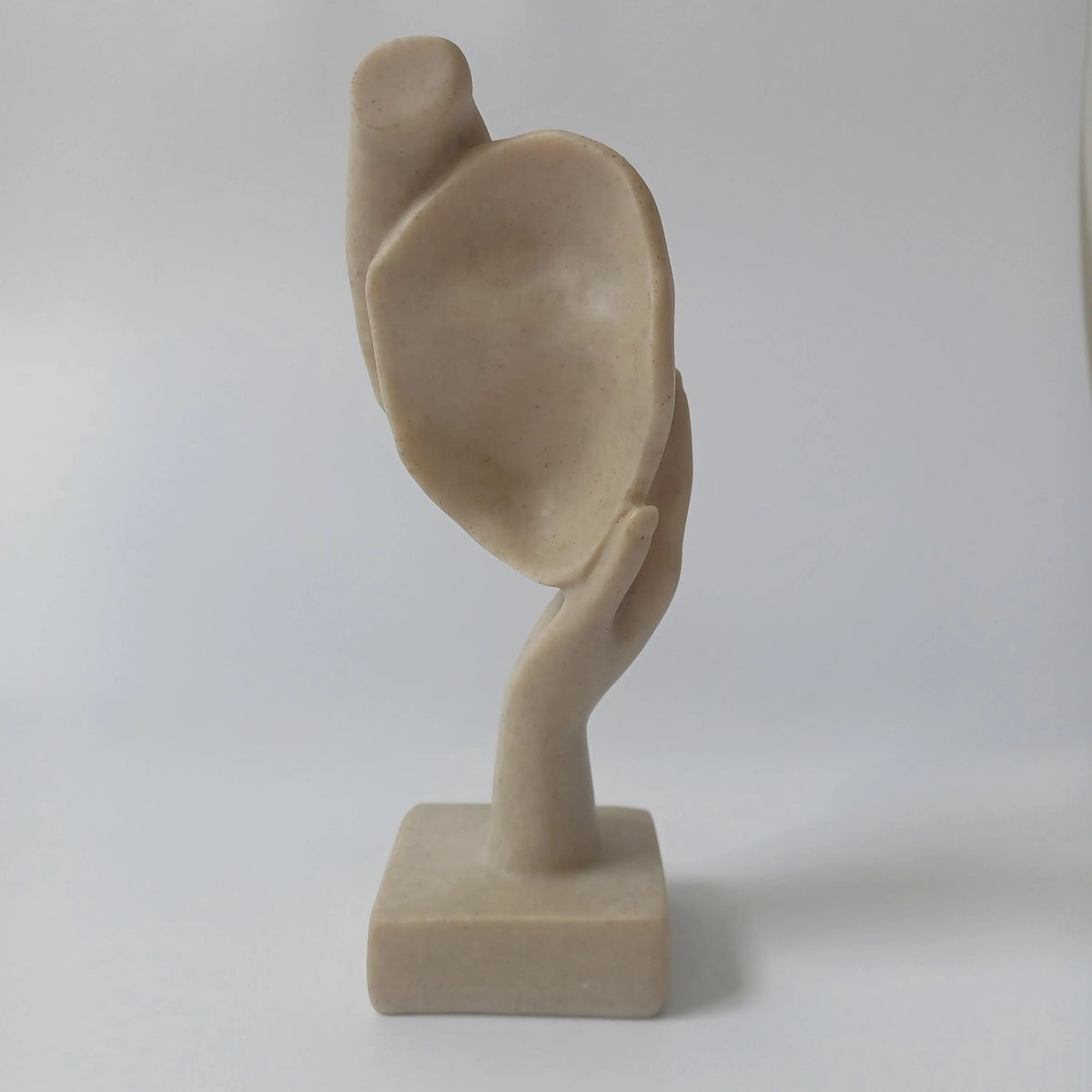 Minimalist Modern Abstract Hands Holding Face Sculpture 18x6 CM