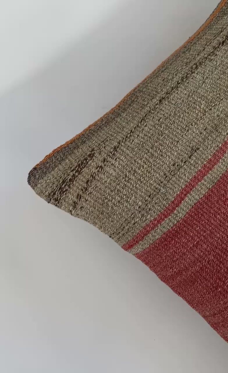 Handmade Multicoloured Striped Turkish Cushion Cover 16''x16'' / 41x41 CM