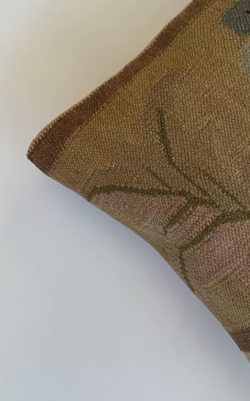 Handmade Textured Floral Turkish Cushion Cover 16''x16'' / 41x40 CM