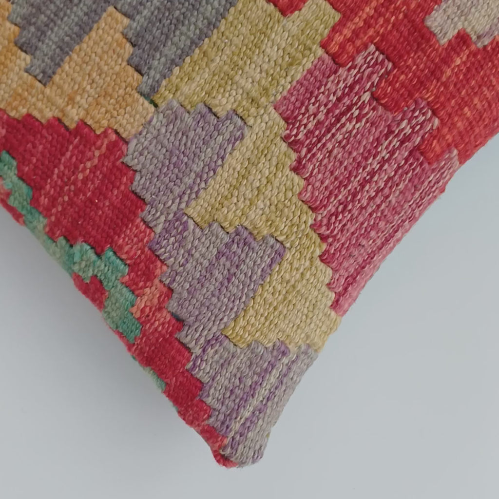 Afghan Handmade Multicoloured Kilim Cushion Cover 12''x12'' / 30x30 CM