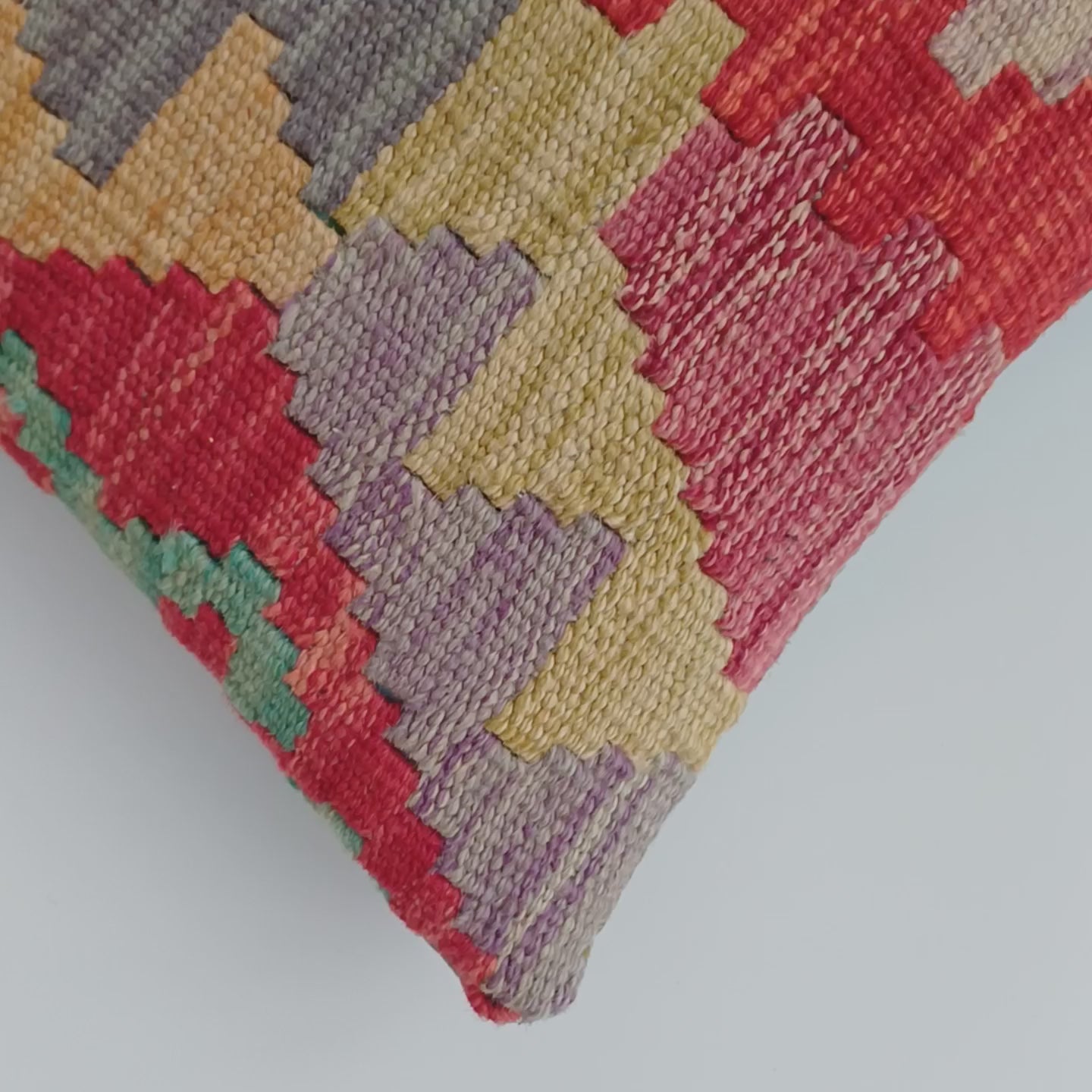 Afghan Handmade Multicoloured Kilim Cushion Cover 12''x12'' / 30x30 CM
