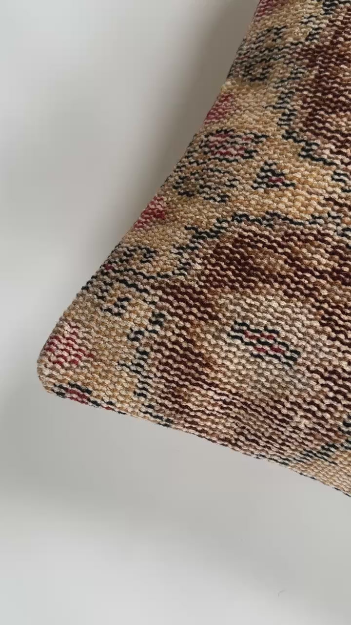 Handmade Multicoloured Turkish Rug Cushion Cover 16''x16'' / 40x40 CM