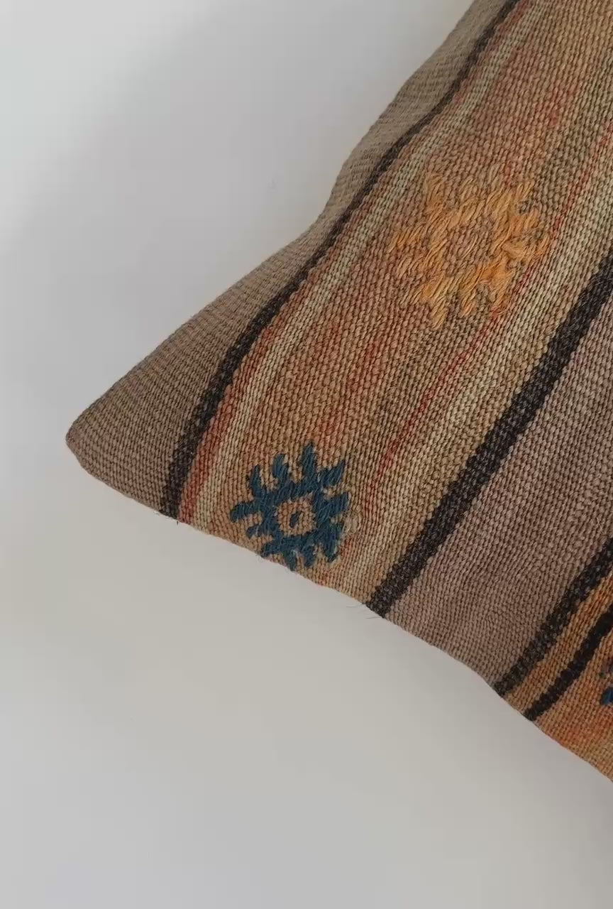 Handmade Tribal Turkish Rug Cushion Cover 16''x16'' / 41x40 CM