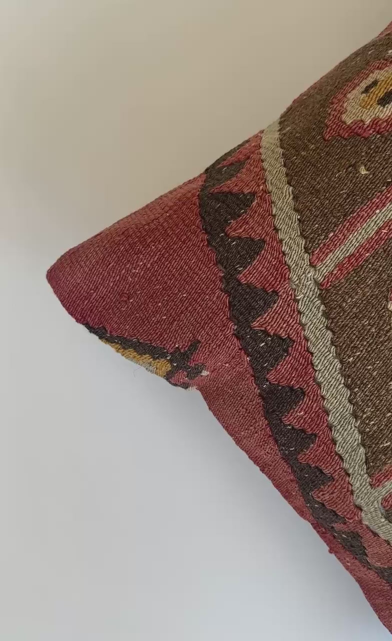Handmade Multicolour Turkish Rug Cushion Cover 20''x20'' / 50x50 CM