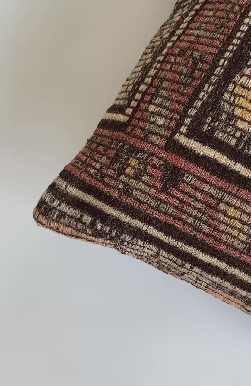 Handmade Multicolour Turkish Rug Cushion Cover 18''x18'' / 45x45 CM