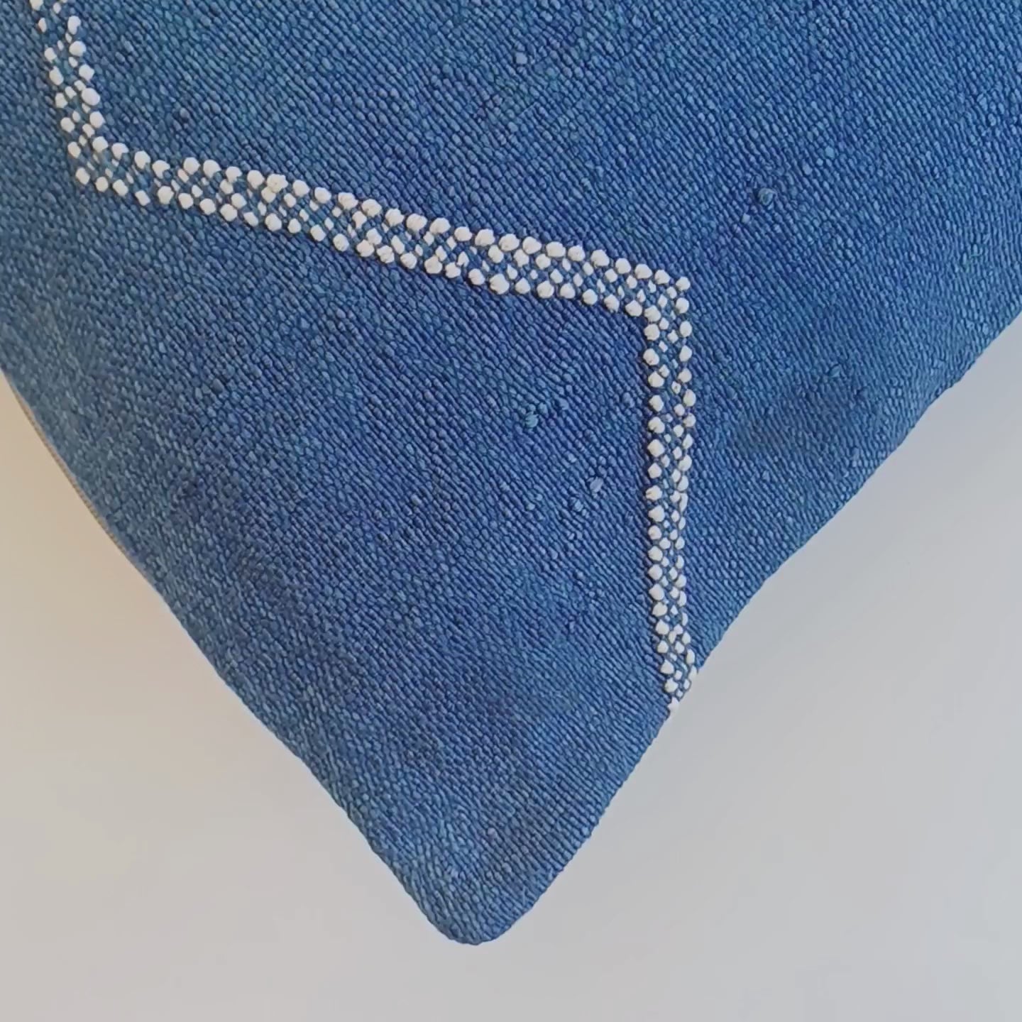 Moroccan Handmade Royal Blue Cactus Silk Cushion Cover 20''x20'' / 50x50 CM