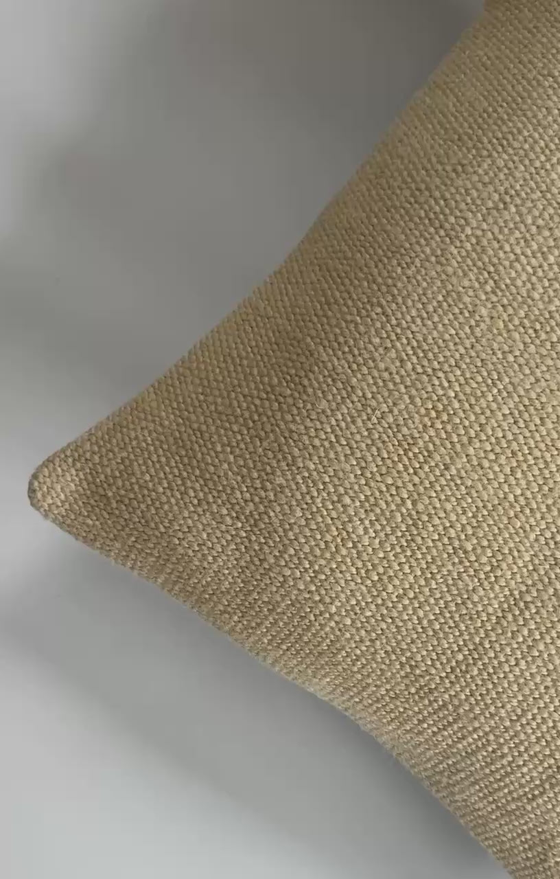 Handmade Textured Cream Turkish Cushion Cover 16''x16'' / 41x41 CM