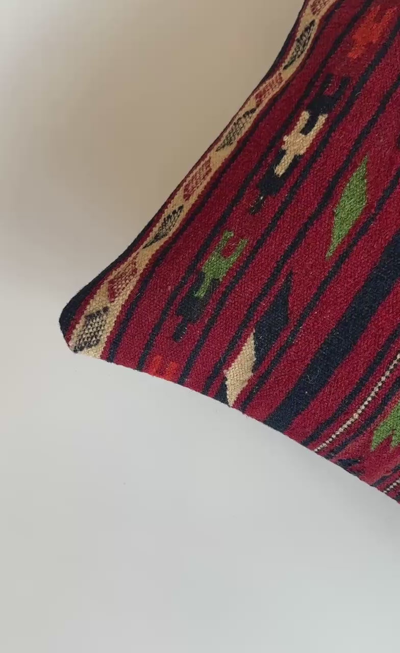 Handmade Multicoloured Turkish Cushion Cover 16''x16'' / 41x41 CM