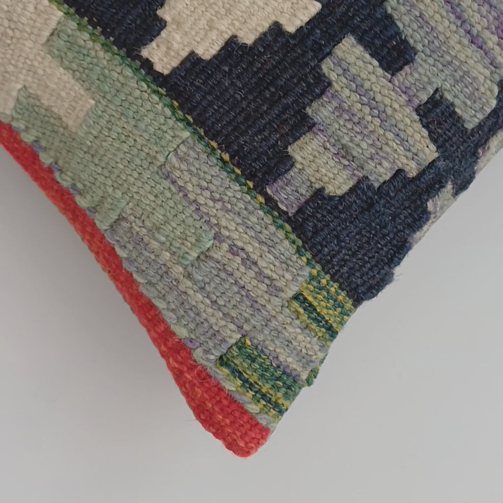 Afghan Handmade Multicoloured Kilim Cushion Cover 12''x12'' / 30x30 CM