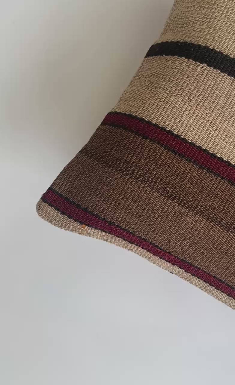 Handmade Striped Turkish Rug Cushion Cover 18''x18'' / 45x44 CM