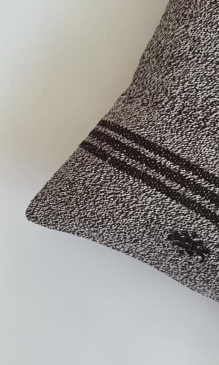 Dark Grey Handmade Turkish Cushion Cover 16''x16'' / 40x40 CM