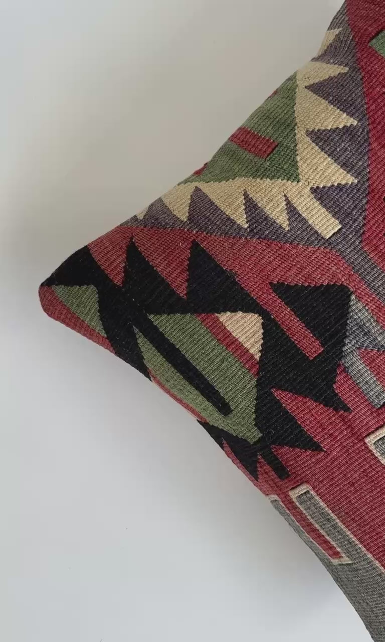 Handmade Turkish Rug Cushion Cover 16''x16'' / 41x40 CM