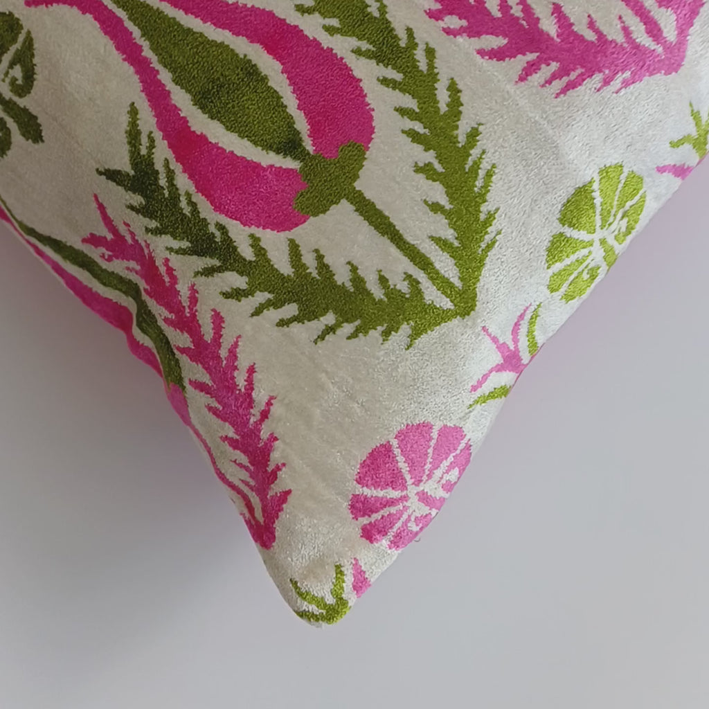 Pink Silk Velvet Tulip Cushion Cover 16''x16'' / 40x40 CM
