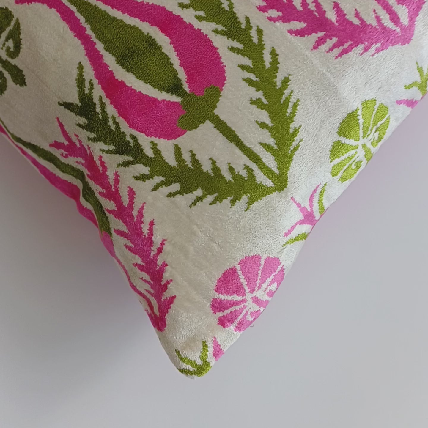 Pink Silk Velvet Tulip Cushion Cover 16''x16'' / 40x40 CM