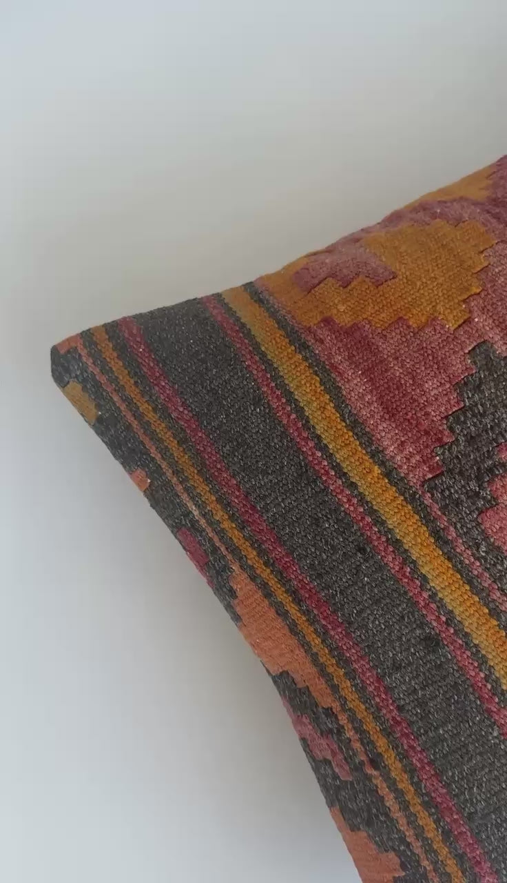 Handmade Turkish Rug Cushion Cover 16''x16'' / 41x41 CM