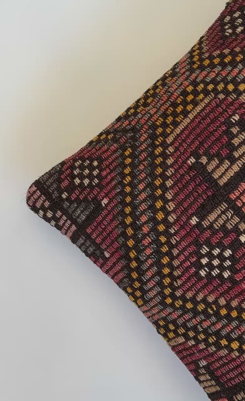 Handmade Multicoloured Turkish Cushion Cover 16''x16'' / 41X41 CM