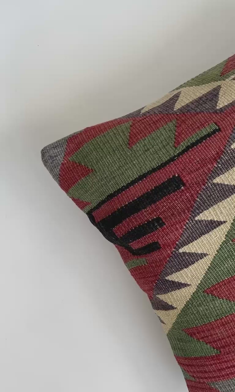 Handmade Turkish Rug Cushion Cover 16''x16'' / 41x41 CM