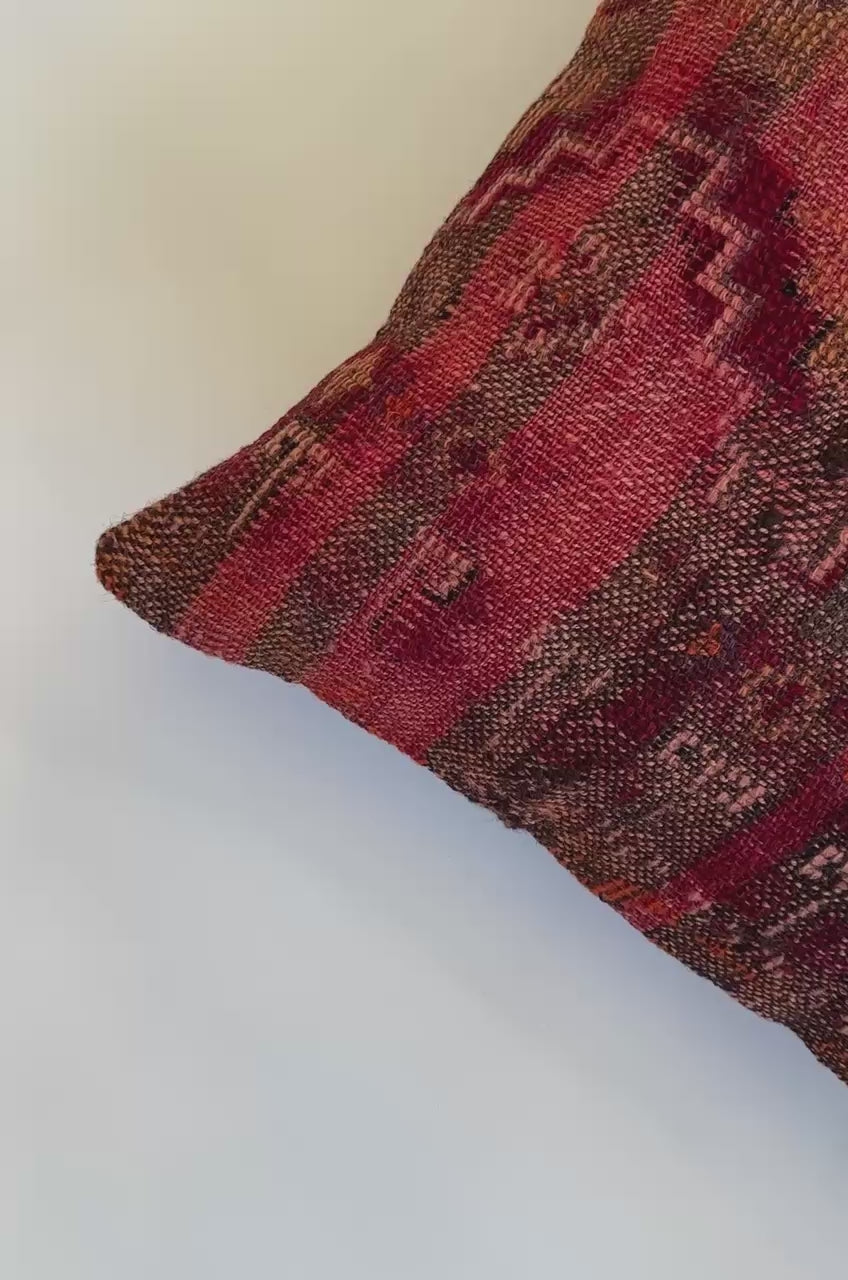 Handmade Red Turkish Rug Cushion Cover 16''x16'' / 41x41 CM