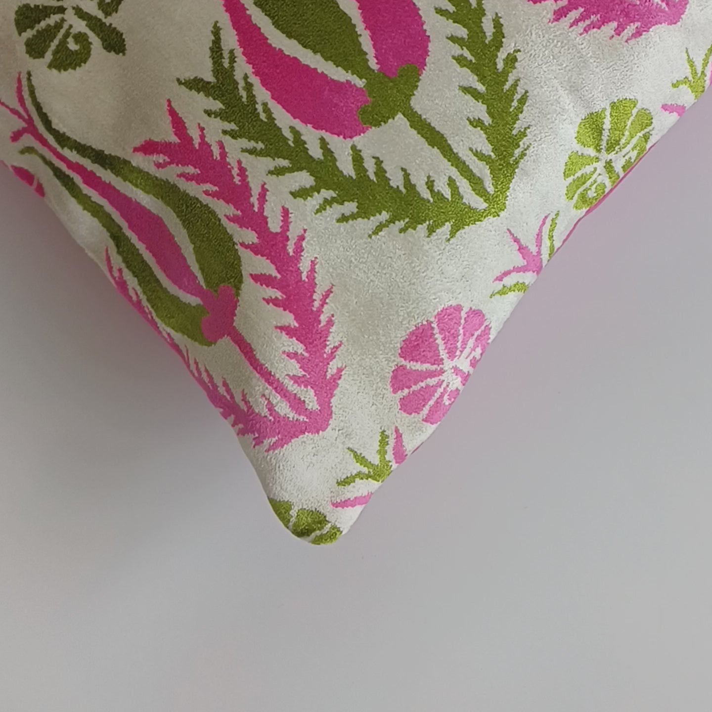 Pink Silk Velvet Tulip Cushion Cover 16''x16'' / 40x40 CM