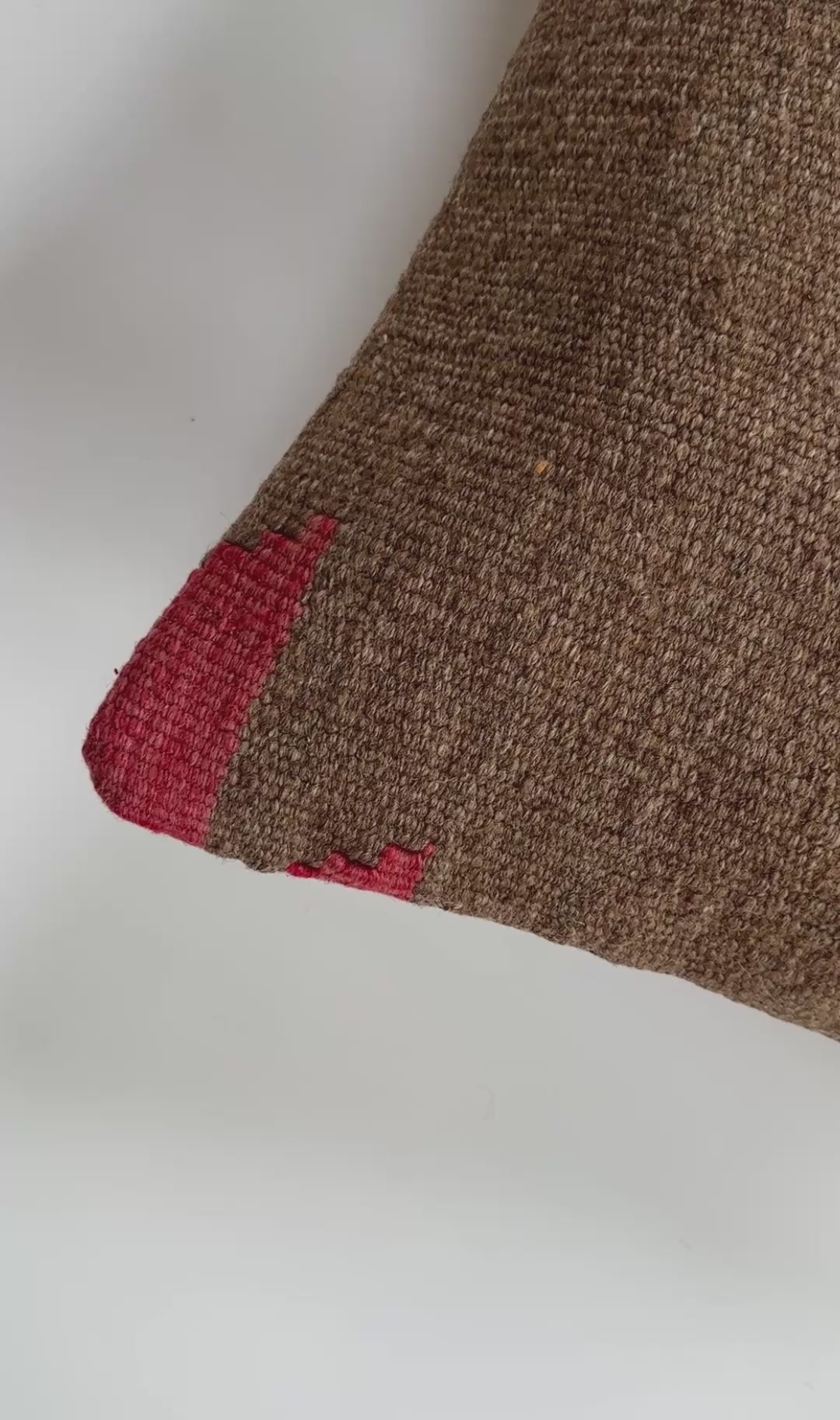 Handmade Textured Brown Turkish Cushion Cover 16''x16'' / 41x41 CM