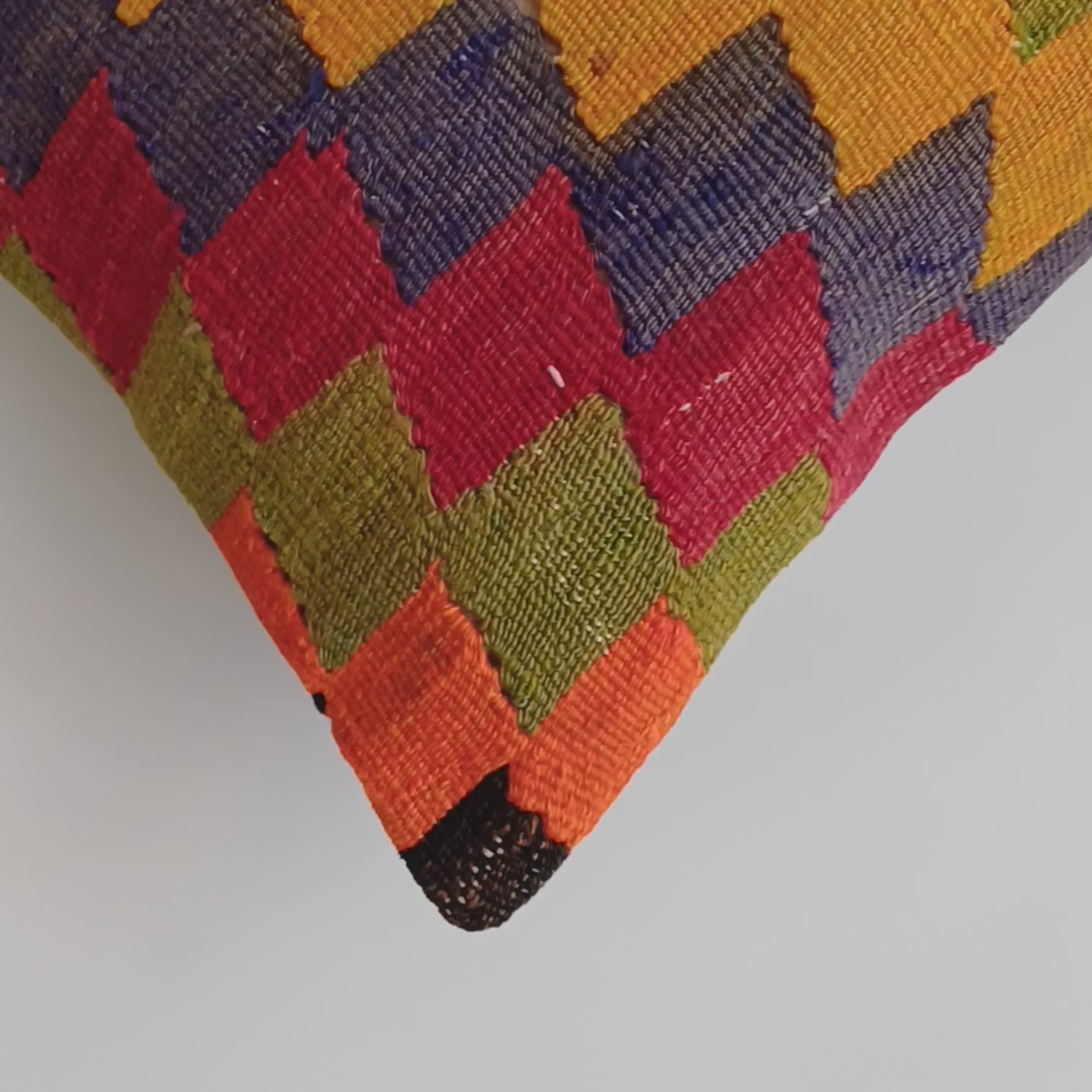 Handmade Multicolour Turkish Rug Cushion Cover 18''x18'' / 45x45 CM