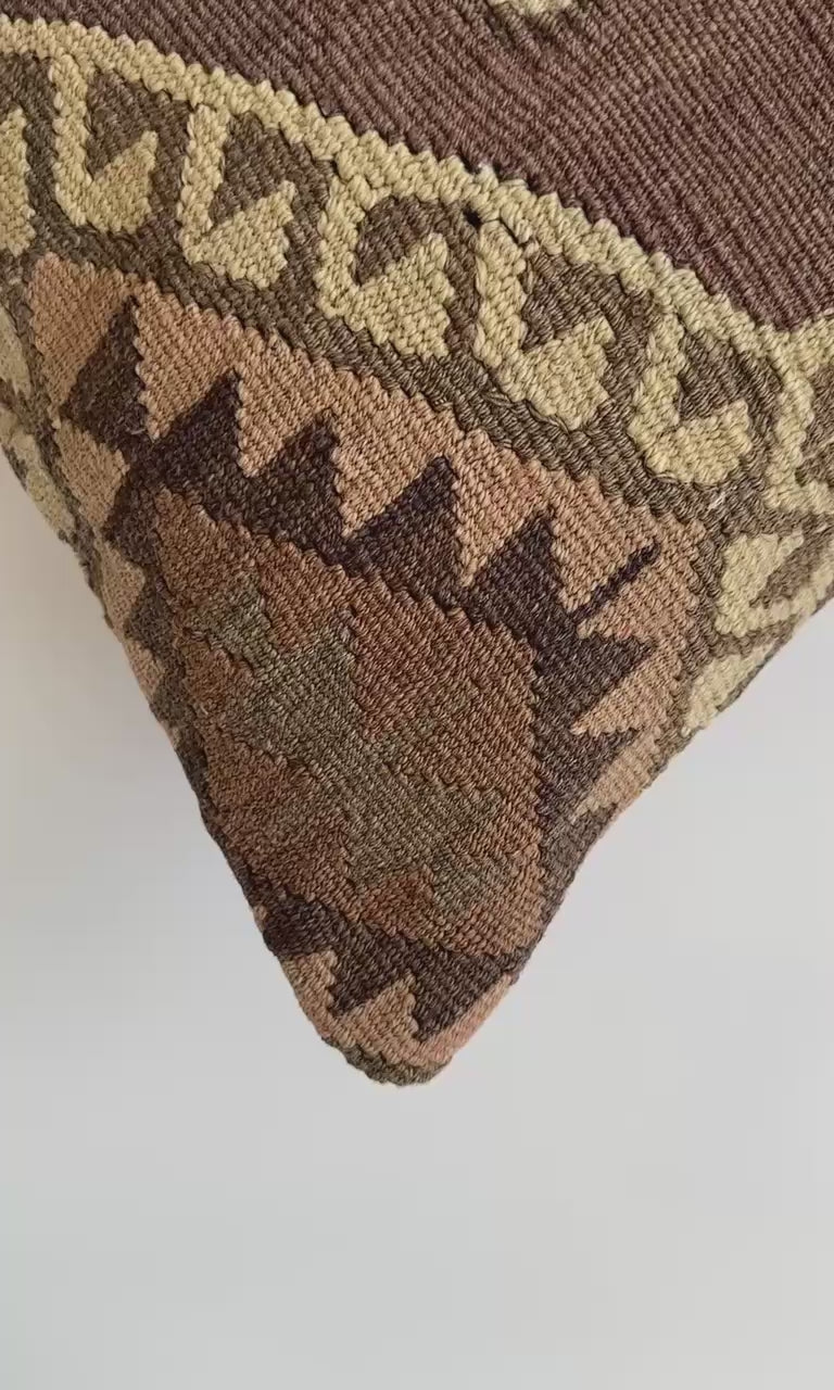 Handmade Multicolour Turkish Rug Cushion Cover 18''x18'' / 45x45 CM